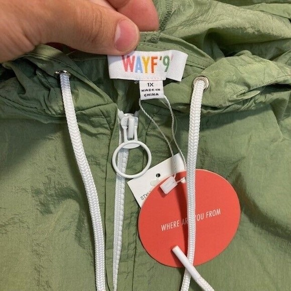 WAYF ’98 Johnny Popover Windbreaker With Front Pocket in Dusty Olive 1X NWT - Picture 7 of 8